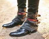 Nels- Men's strappy leather spats with buckles