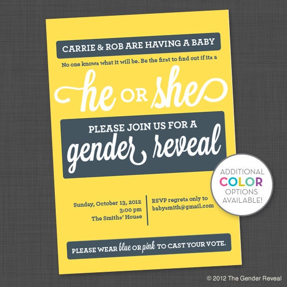 Gender Reveal Party Printable Digital Invitation - He or She Flourishes