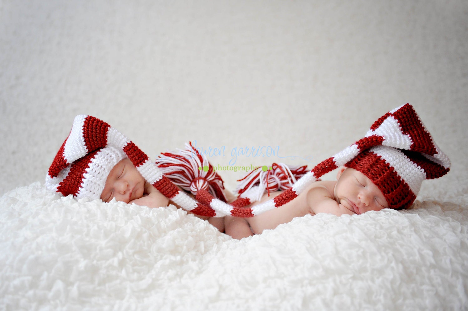 Valentine Newborn Hats, Christmas Elf hats, Newborn Pixie Hats, Red and White  Beanies.