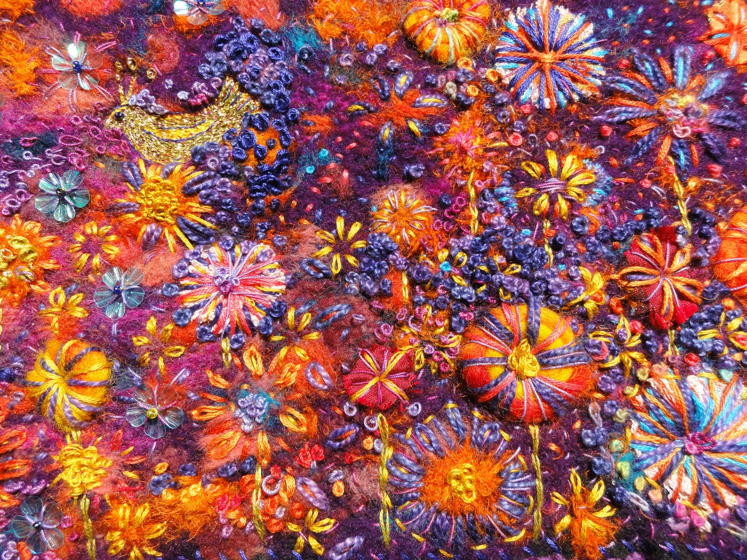 Textile art, framed picture