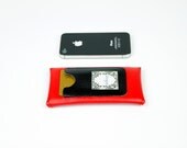 iPhone 5 Case -  Red & Black Smart Phone Wallet  - Envelope Closure - Vegan Leather - Birdbags "Birds Nest"