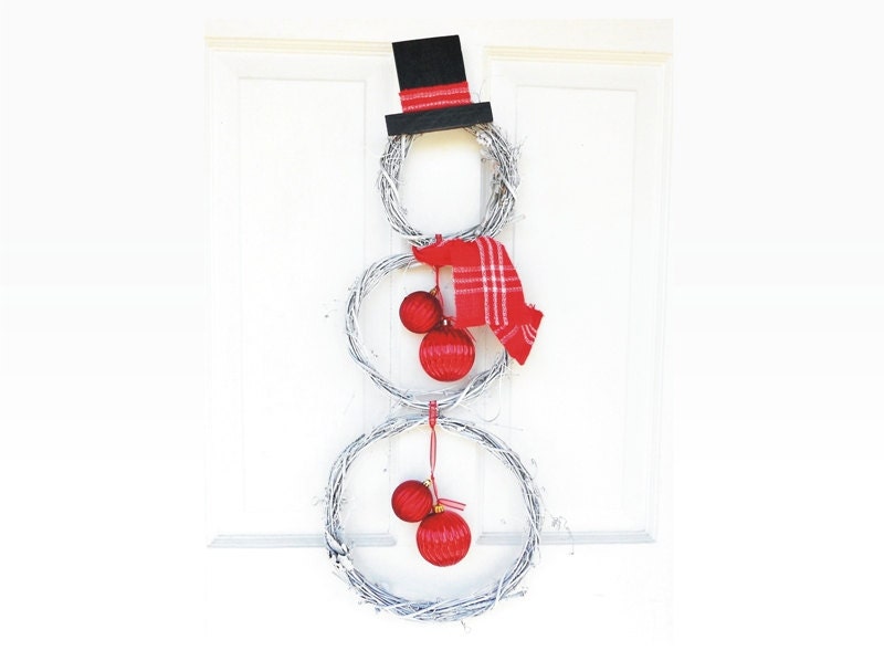 Snowman Wreath Holiday Decor Grapevine Wreath Christmas Decoration