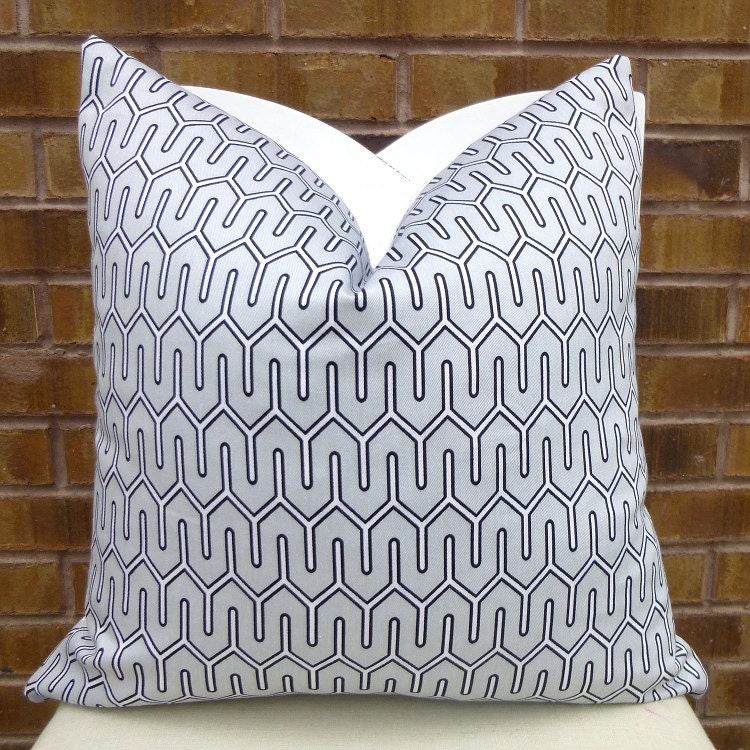 Dwell Studio Gray and White Maze Geometric Decorative Pillow Cover 18 x 18