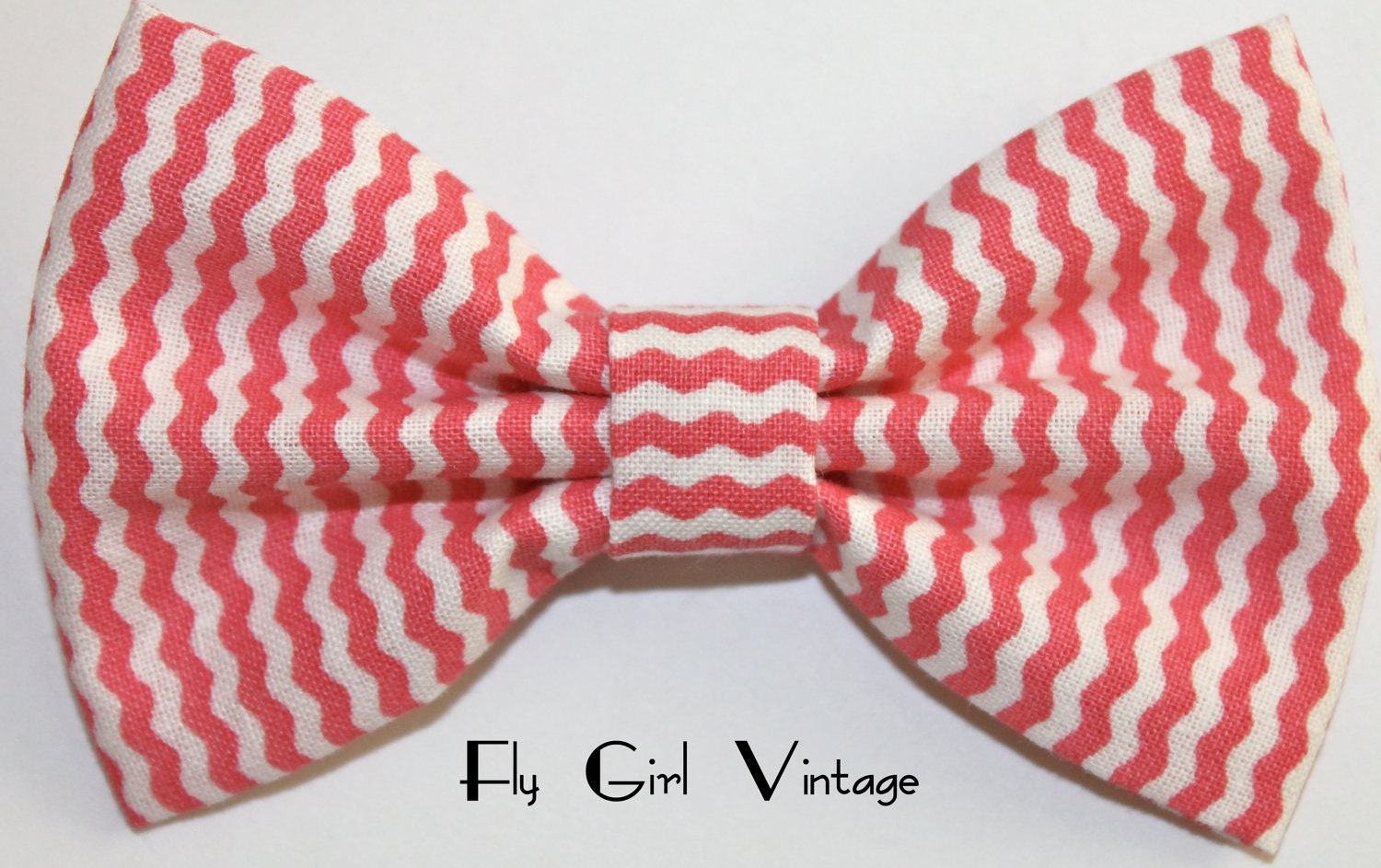 Fabric Hair Bow Clip Zig Zag Red and White Stripes Striped Fabric 1920s Rockabilly Pin Up Carnival Circus For Women Teens Girls Psychobilly