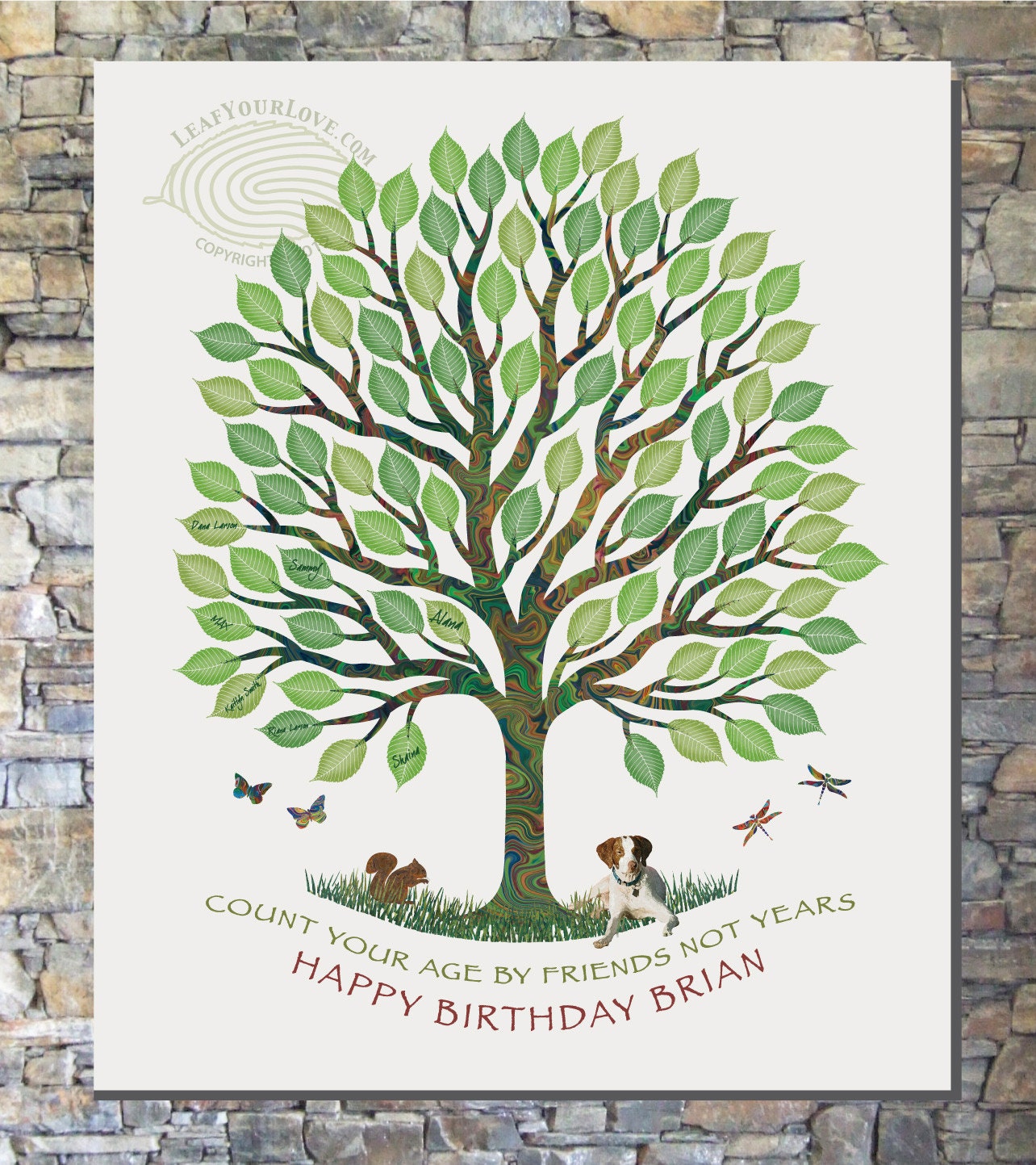 30th, 40th, 50th, 60th, 70th, 80th Birthday Gift - Canvas Thumbprint Tree Guestbook