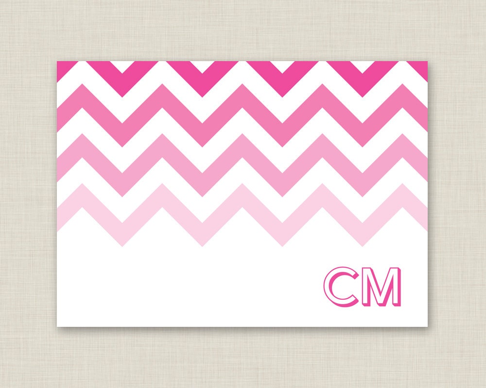 Chevron Personalized Stationery Set / Personalized Stationary Set / Ombre Note Cards