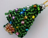 Miniature Christmas Tree Decoration - beaded mini Christmas tree with multi-coloured baubles - Christmas decoration