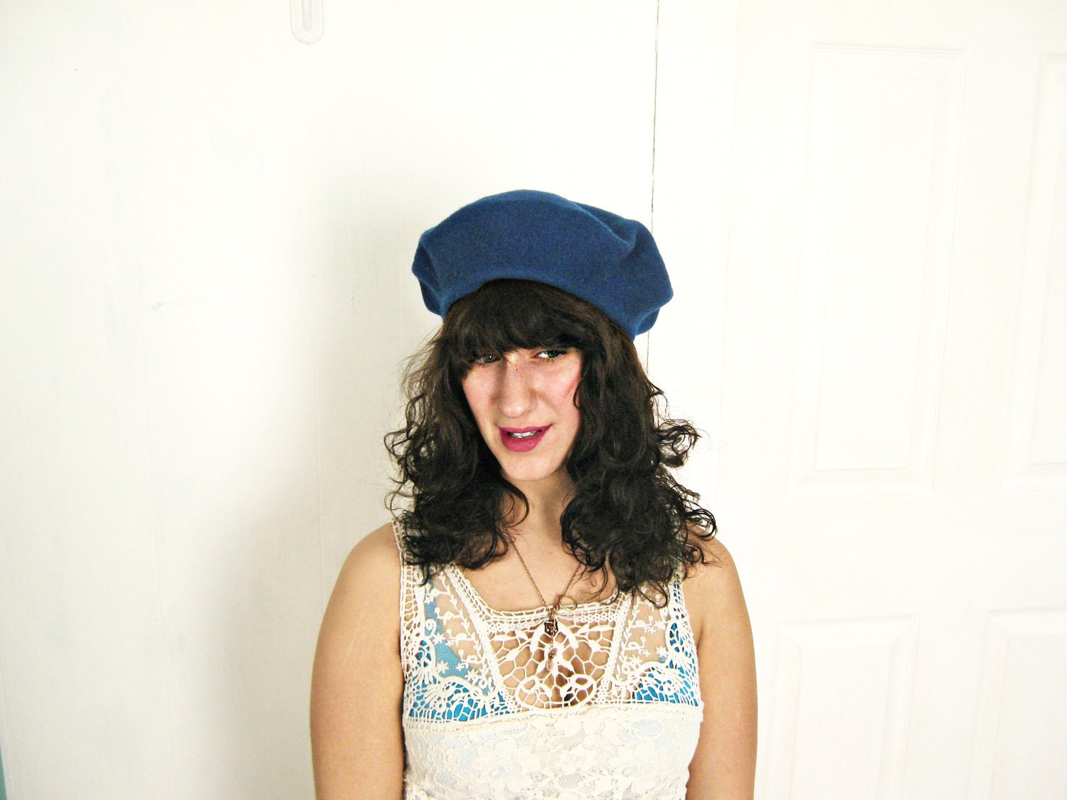 Vintage Beret / True Blue / Felt Hat / For Her / Under 15 / Winter Hat
