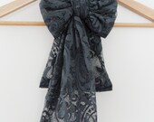 Grey scarf, lace scarf, tie scarf, neckwarmer, lace accessory