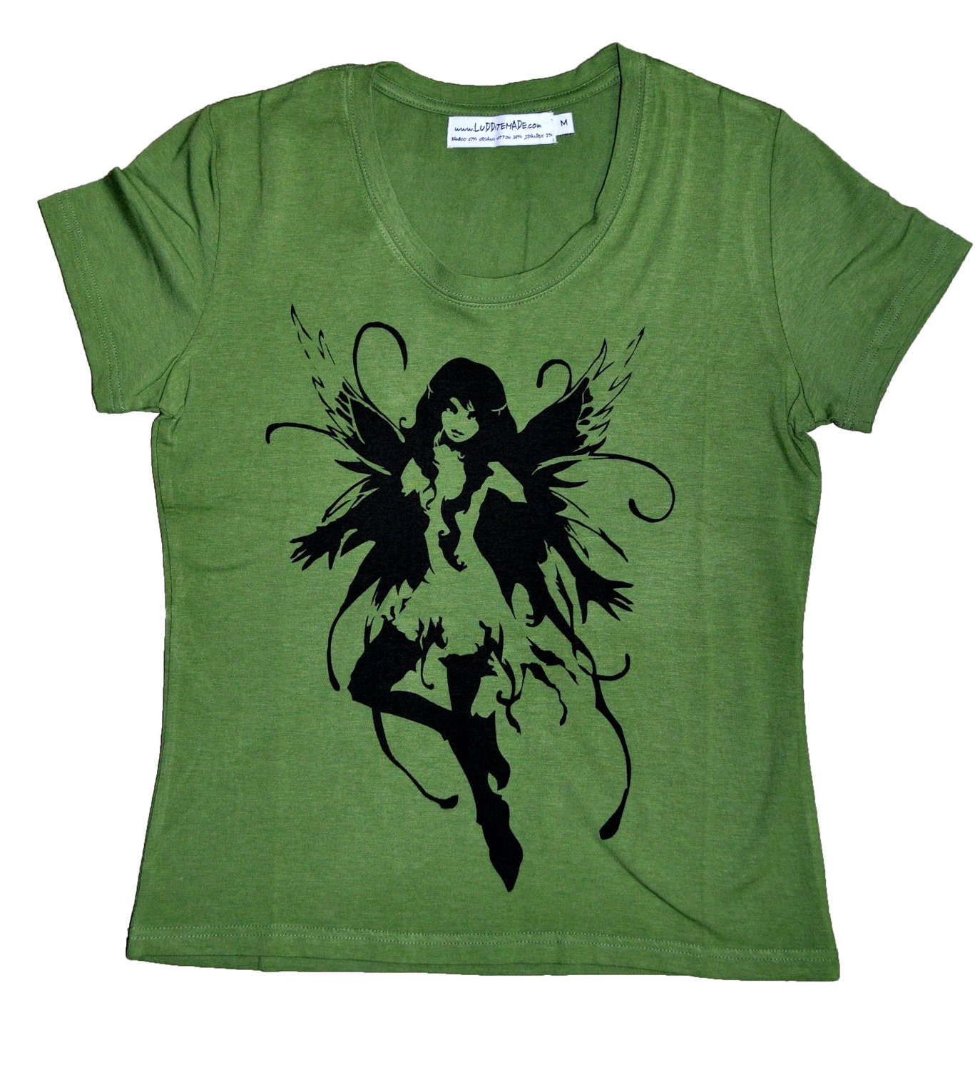 Forest Fairy. Dark Fairy T Shirt Bamboo Organic Cotton t shirt. Women Girl. Size S M L. Green