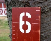 Barn Red Wooden Growth Chart for Children - Distressed