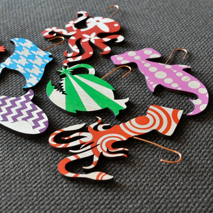 Sea Creature Christmas Ornaments (Set of six)
