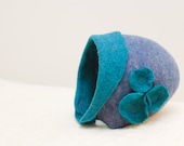 Toddler child felted purple & blue merino wool sweetheart hat