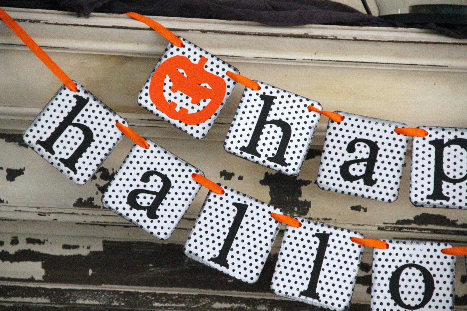 Halloween Banner Decoration - Happy Halloween - Black and Orange - Photo Prop or Decoration