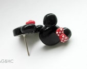 Minnie Mouse Stud Earrings - Handcrafted Polymer Clay Earrings - Disney Inspired Jewelry