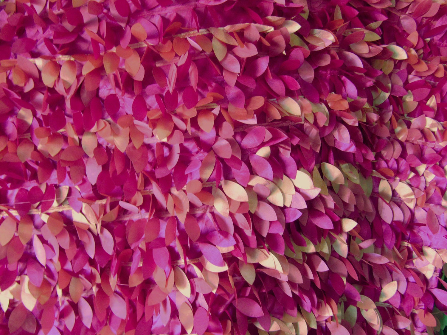 Mini Mango Leaf Fushcia, Hot Pink, Coral Taffeta 60 Inch Wide Fabric By the Yard