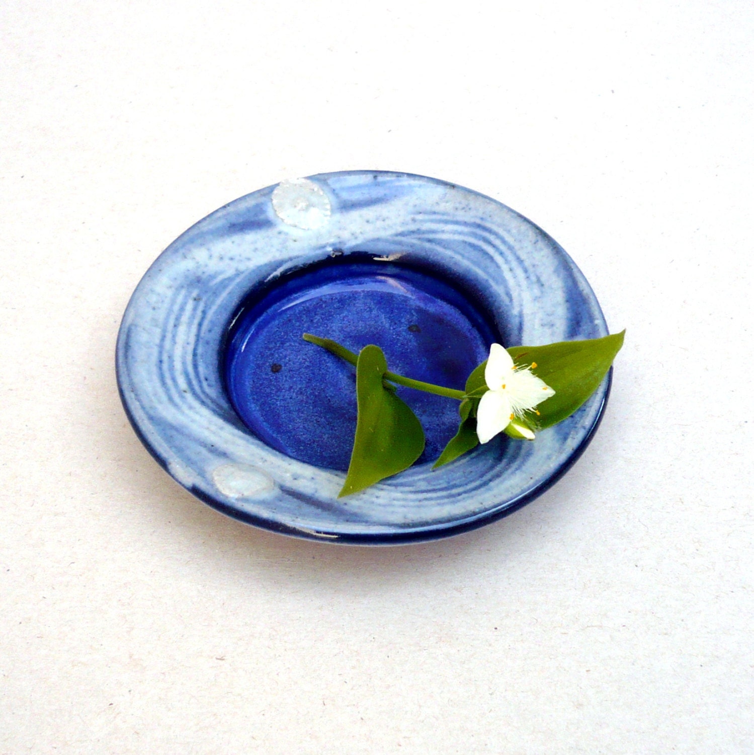 Blue Grey Ceramic  Plate, Trinket Dish, Home Decor