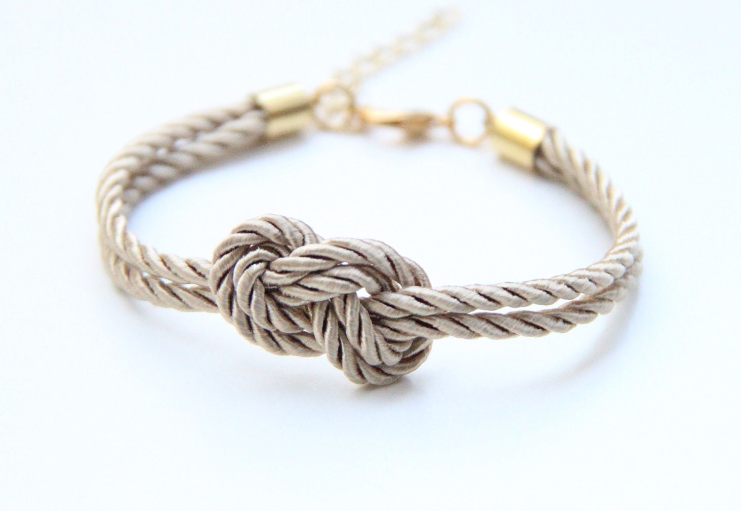 ON SALE: Bridesmaid gift - Small Brown silk Knot Bracelet - 24k gold plated