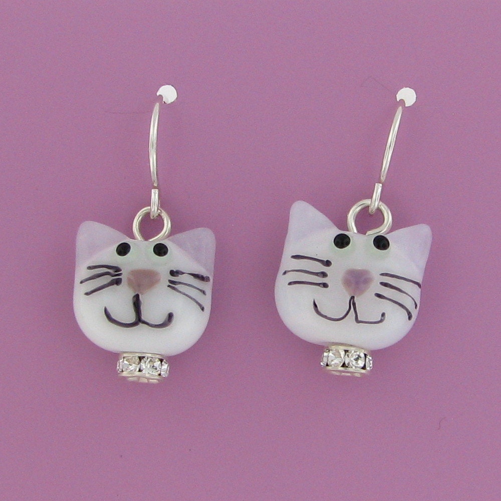 cat earrings - glass cat beads - gifts for cat lovers