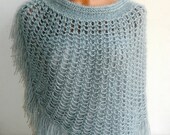 Women Shawl,silvery gray women shawl. Fashionable shawl. Personalized weave design. Stole, capelet, shawl for woman....