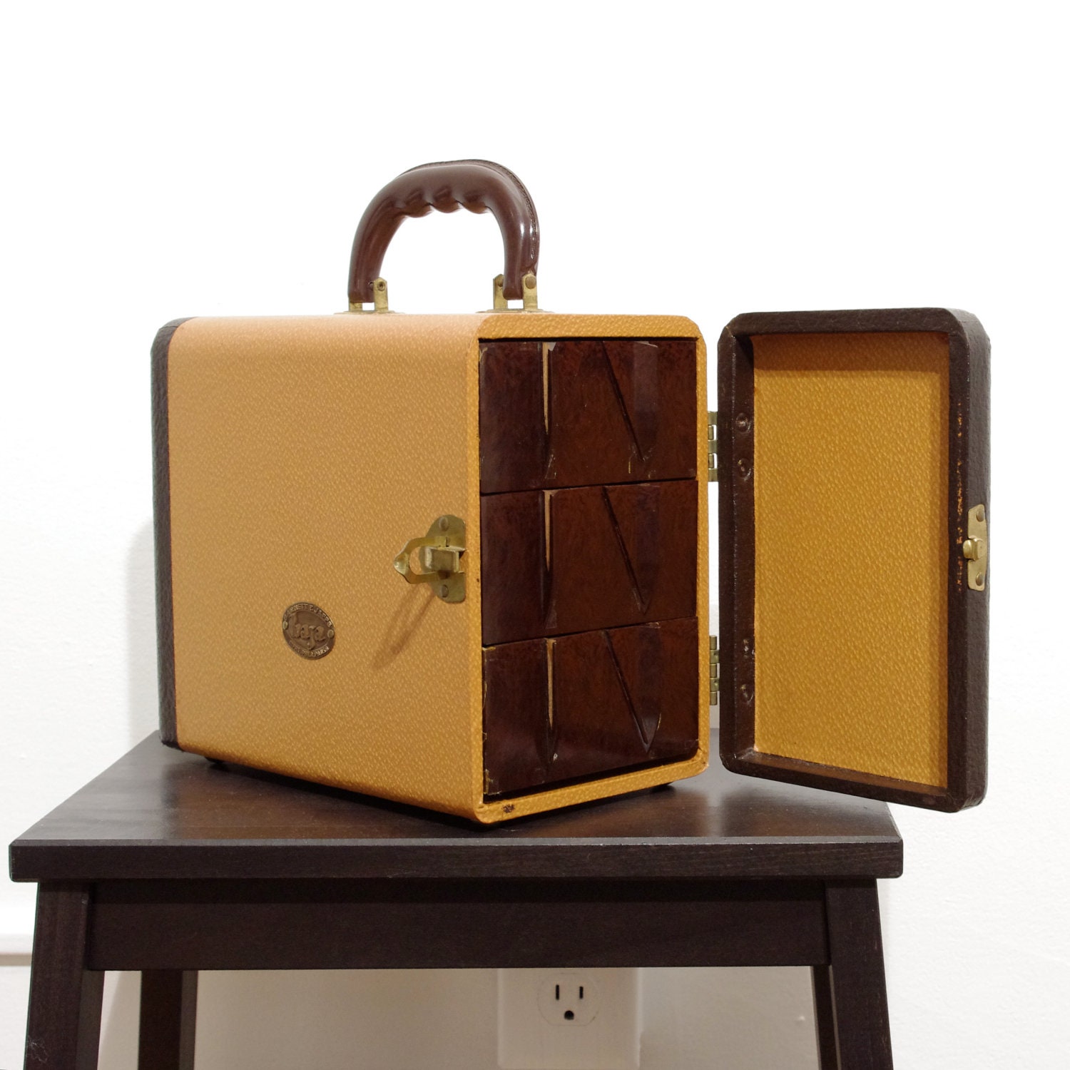 Art Deco Photo Slide Case With Drawers - Baja Company - Early Plastic Drawers