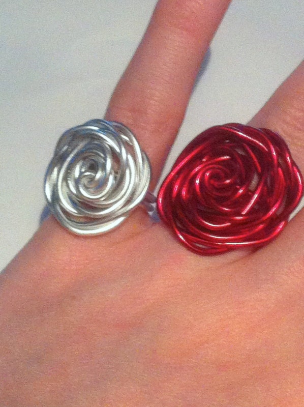 Custom Handmade Wire Rose RIng - You Choose Color - Sizes 2 to 15 Available - Half Sizes and Quarter sizes Available
