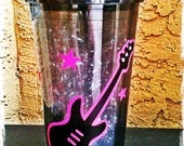 Customized Acrylic 20 oz Electric guitar and rocker cup with screw on lid and straw