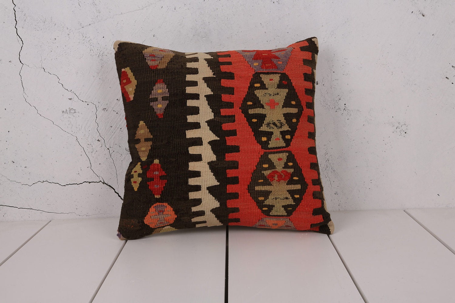 16 x 16 Throw Pillow Decorative Pillow Accent Pillow Bohemian Pillow Vintage Kilim Pillow Cover Old Cushion Retro Pillow - 03144-59