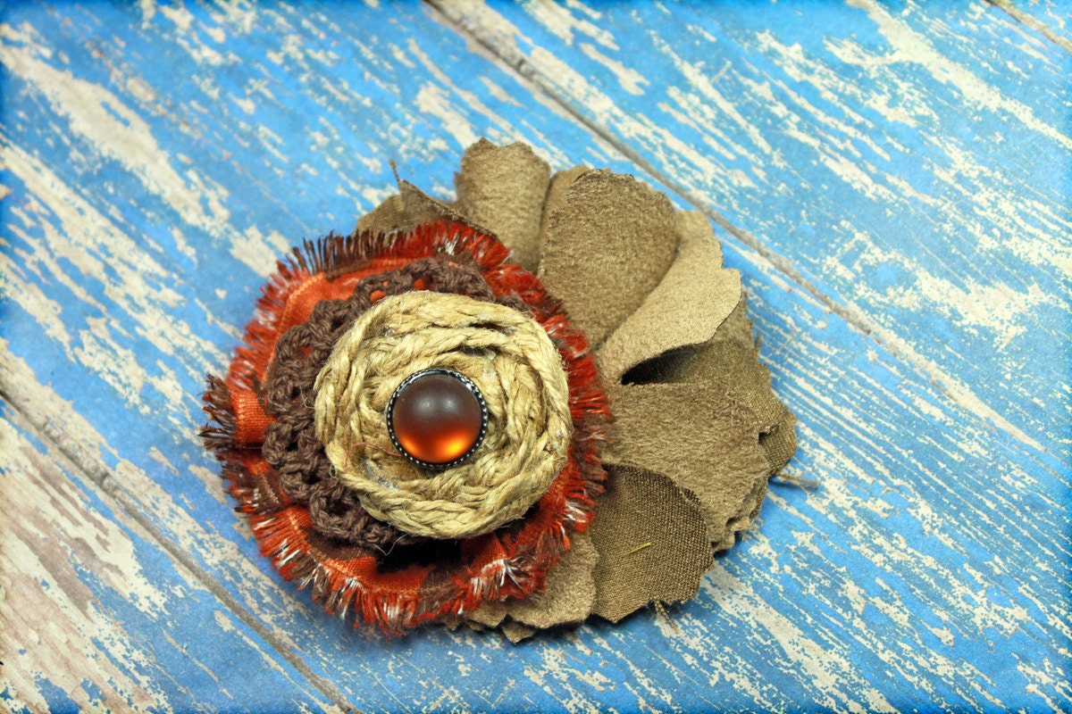 Fabric Flower Brooches