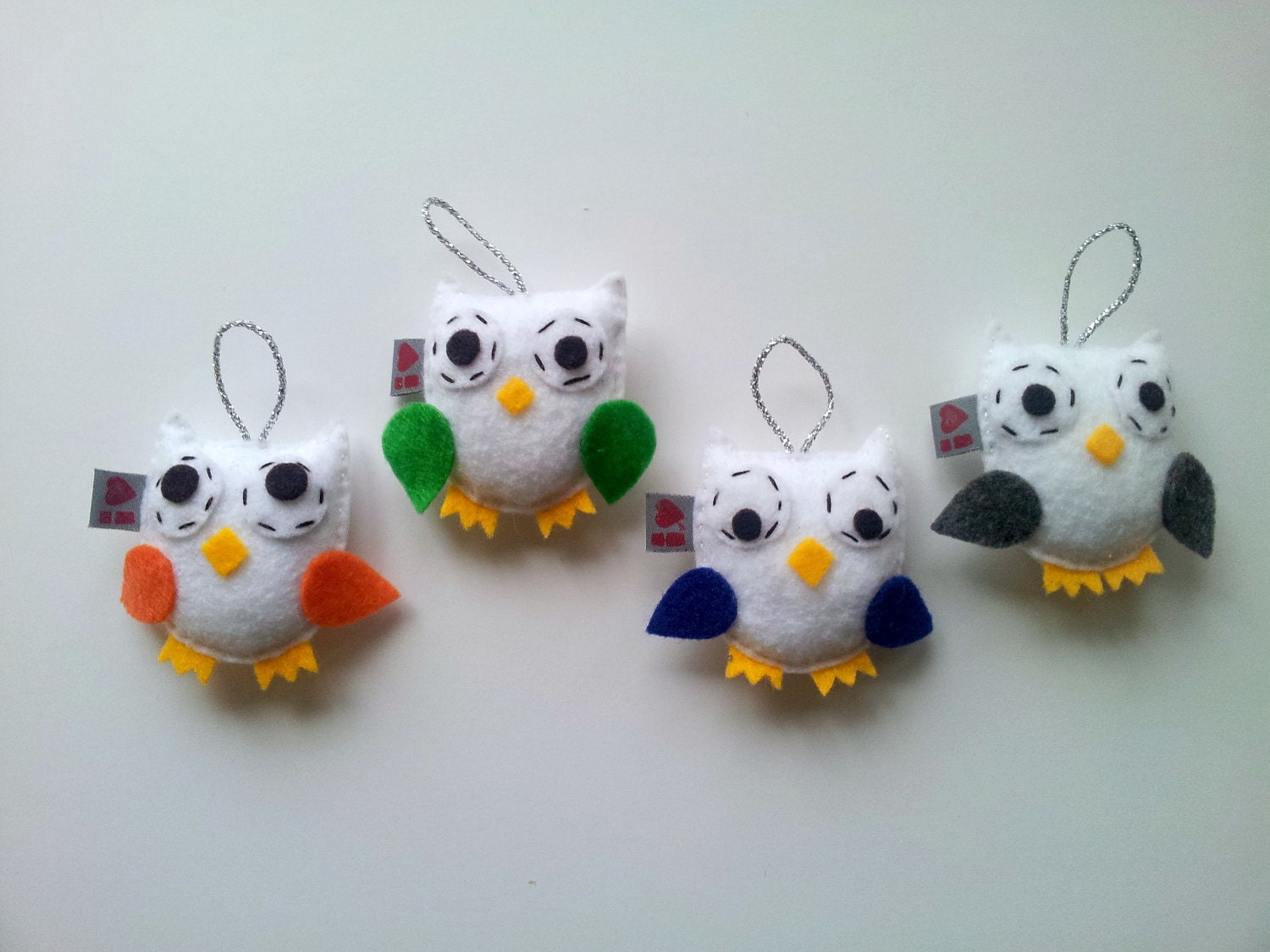 Spring Wedding Favors Decor ECO FELT Owl Ornament SET of 4 Made to Order Gift
