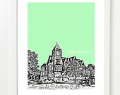 Amherst Massachusetts Poster - City Skyline Series Art Print - 8x10 - UMass Amherst