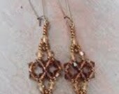 Handwoven Swarovski Crystal Beaded Earrings in Topaz Colors