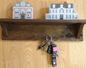 Rustic Shelf, Wood Shelf, Reclaimed Wood Shelf With 4 Key Hangers