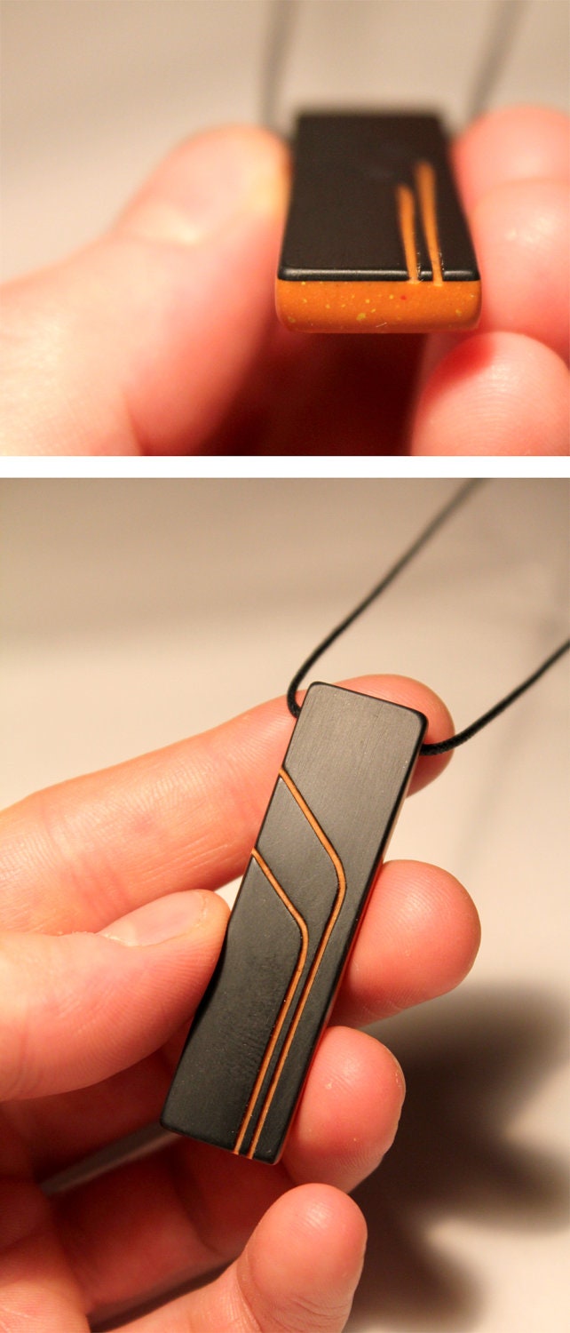 Pendant - black with orange lines