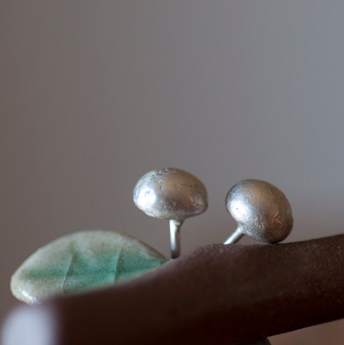 6mm recycled sterling silver nugget studs