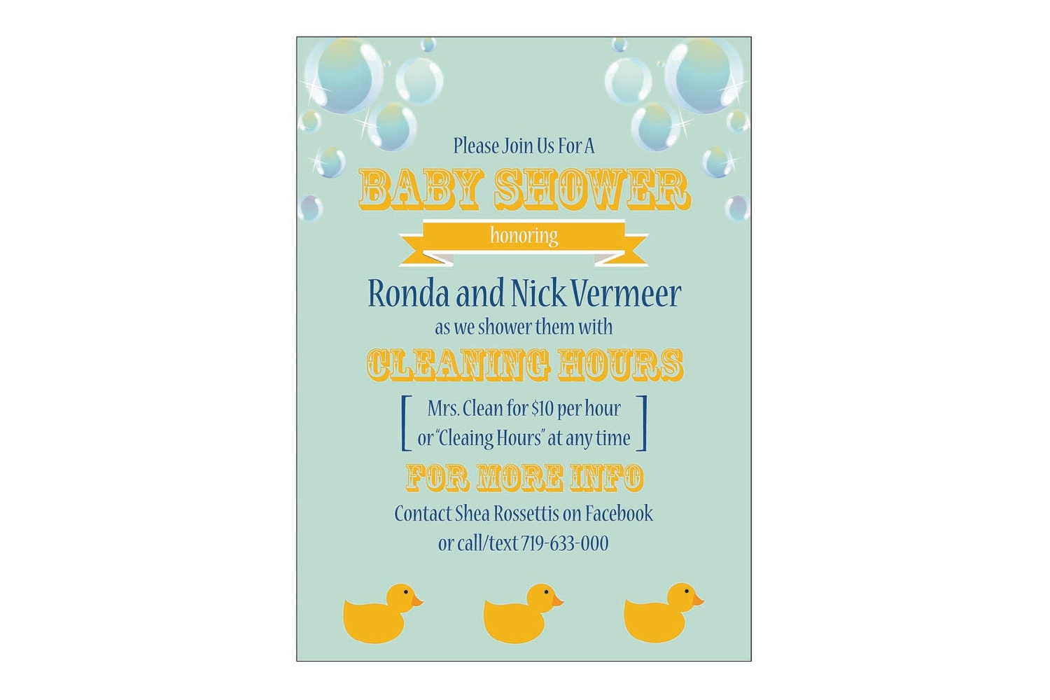 Ducky Baby Shower Invite