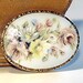 Vintage 1950s Oval Painted Milk Glass Floral Brooch