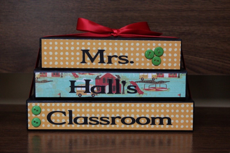 Teacher Classroom stacked wood block set class decor teacher gift