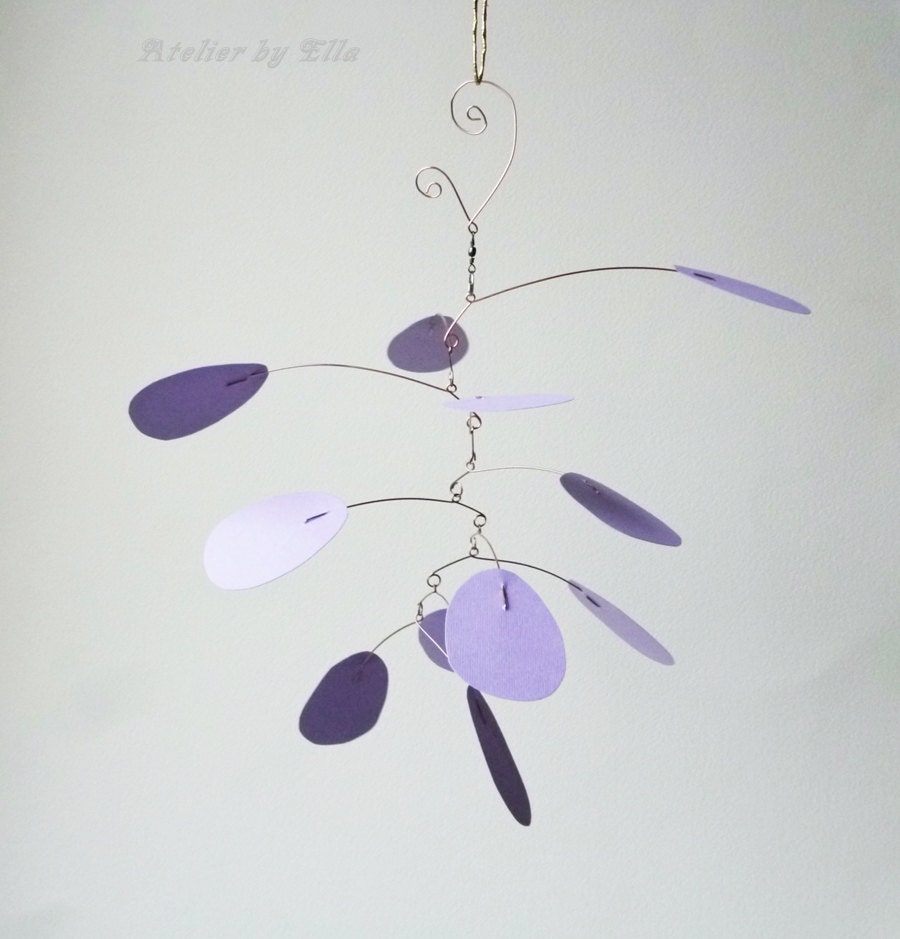 Art Hanging Mobile ,1 Lilac Pieces Kinetic sculpture,paper mobile
