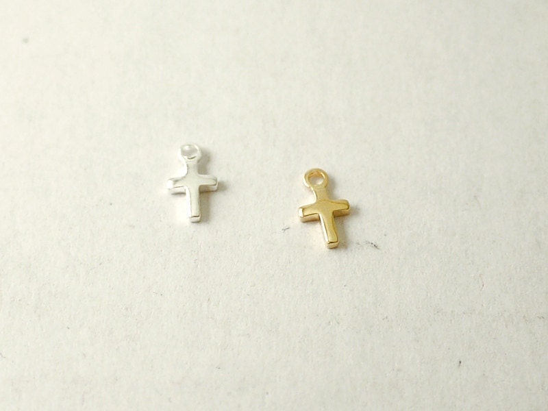 ADD on extra tiny cross charm to your necklace or bracelet - silver or gold