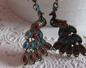 Peacock earrings
