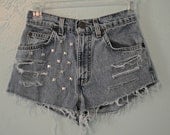 High Waisted, Destroyed & Studded Vintage Levi Jean Shorts