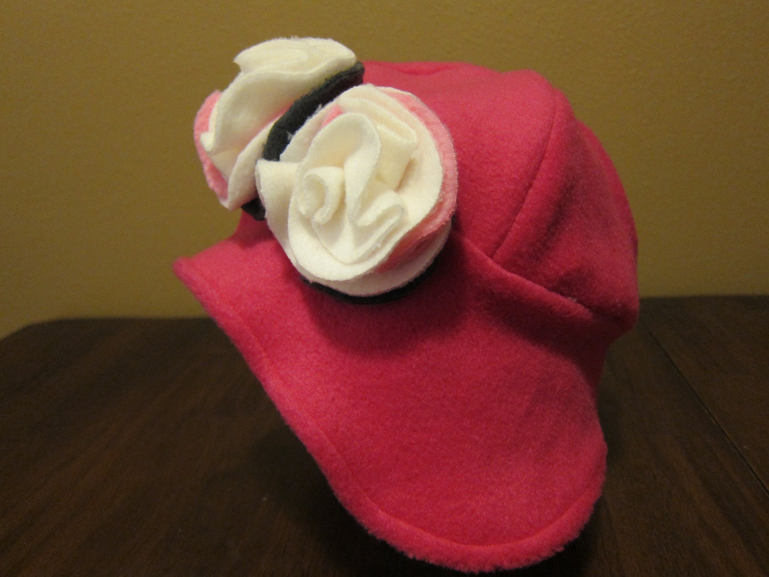 Flowery Fleece Hat - YOU CHOOSE COLORS