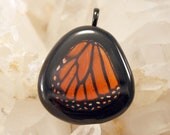 Butterfly Slide, Monarch Butterfly Pendant, Real Butterfly Wing Necklace, Copper Pendant, OOAK Natural High Fashion Necklace