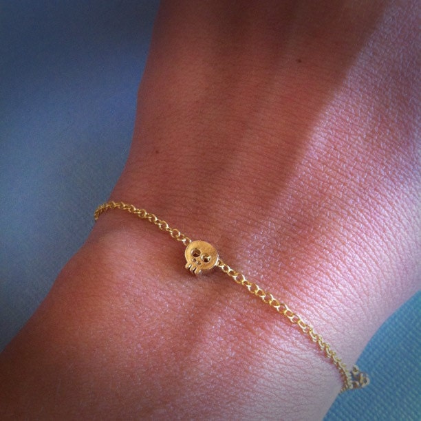 Tiny Gold Skull Bracelet