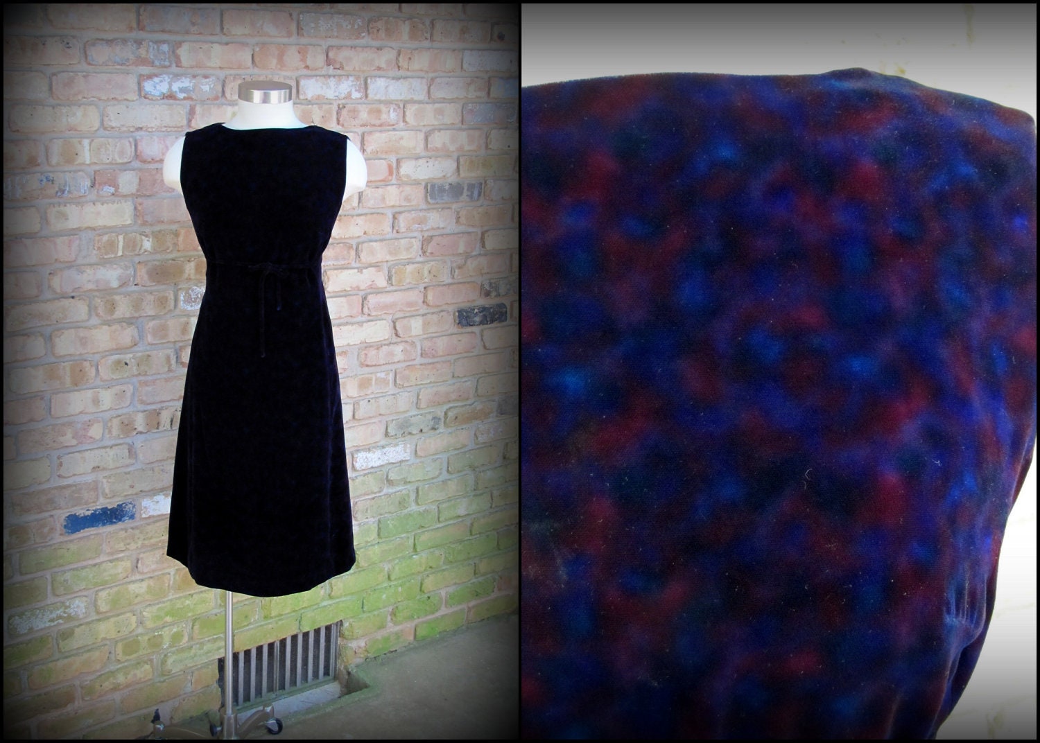 Vintage Cocktail Dress / Purple Velvet Mod Cocktail Dress / 1960s / Medium