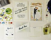 Wedding Invitations - Mad Men Inspired, Custom Illustrated