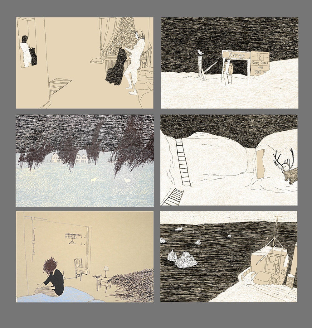 collection of 6 ORIGINAL SCREENPRINTS "Winter Wonderland"