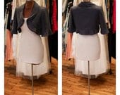 1960s Bolero Cropped Jacket with Flutter Hem and Sleeves Cover Up Cropped Blazer
