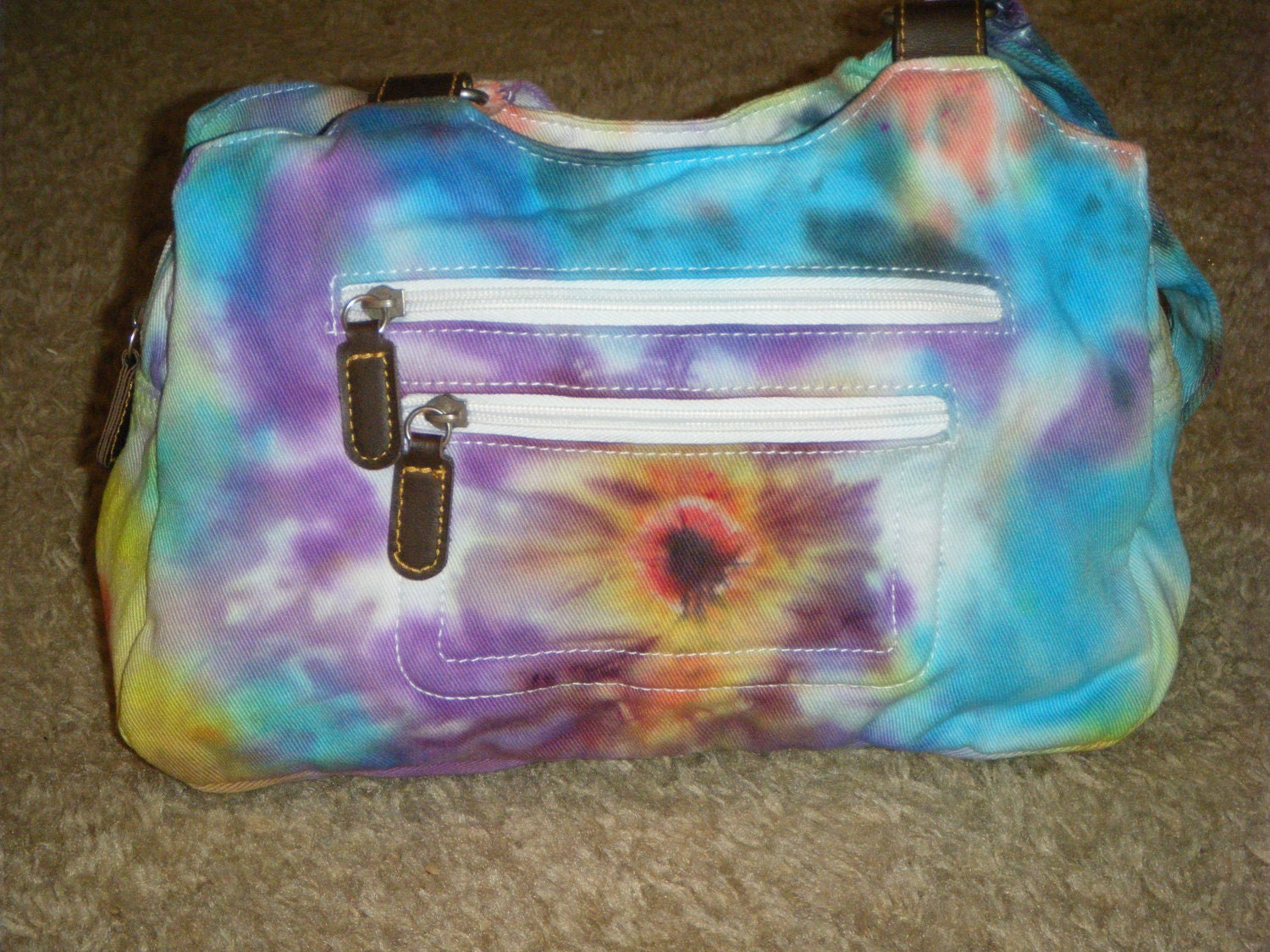 White Denim  Hand Tie-Dyed Purse OOAK